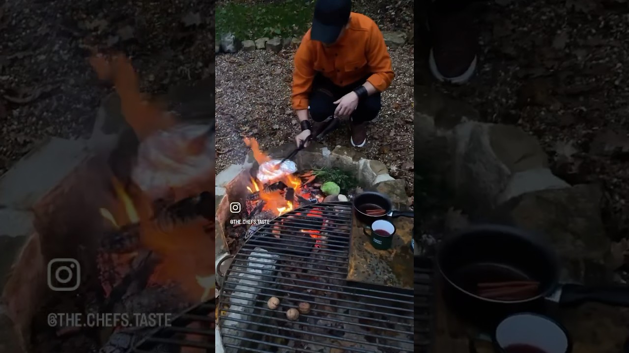 Cooking with fire 🔥 Roasted vegetables 🥕 at treehouse 🏡 