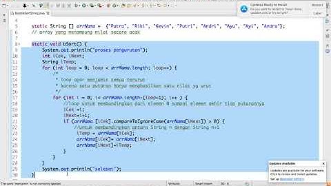 Latihan Bubble Sort pada tipedata String - Algoritma dan Pemrograman