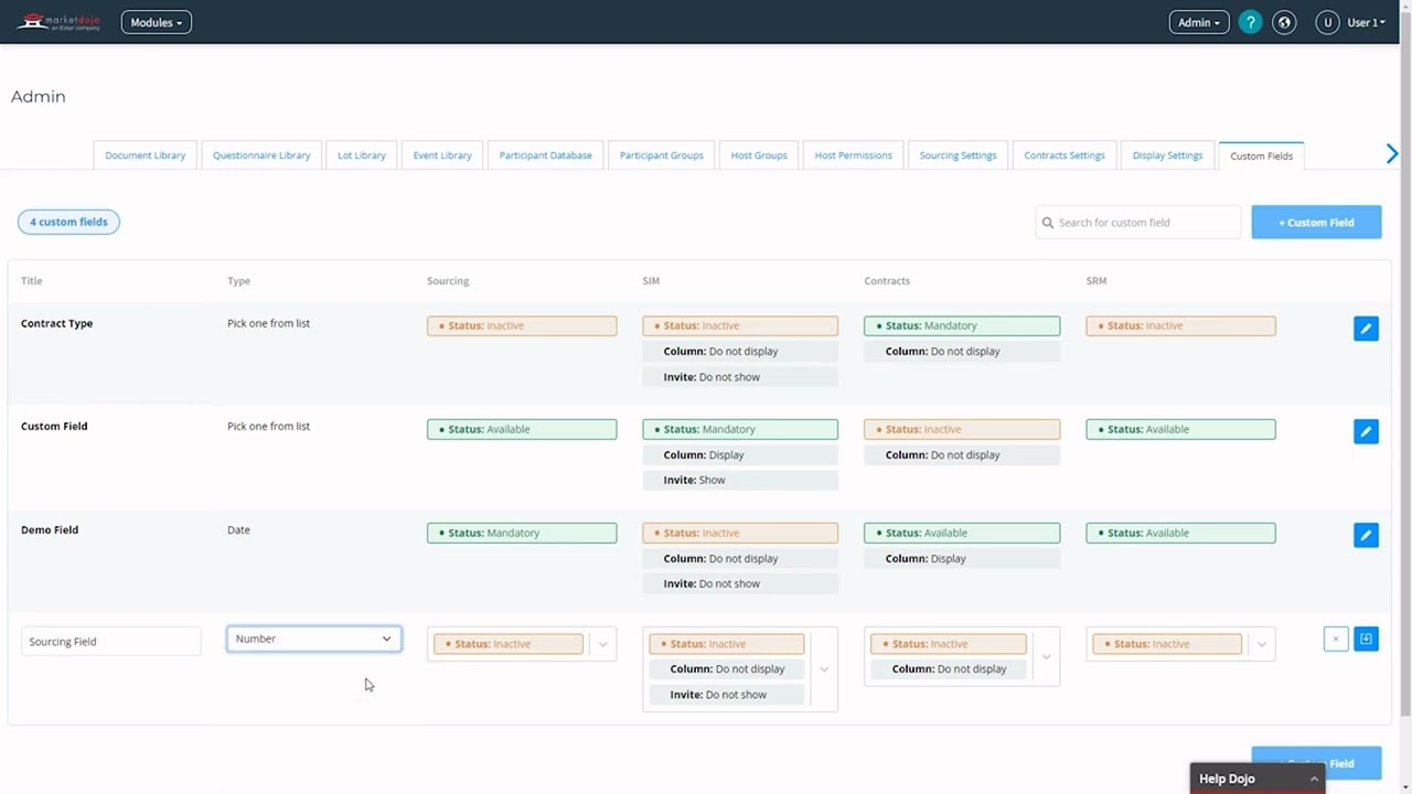 Sourcing Custom Fields - Market Dojo Sourcing Product Advancements