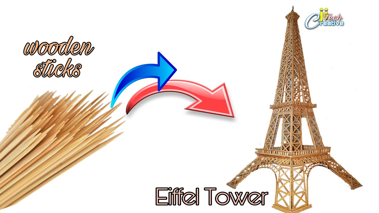 How To Make Eiffel Tower with wooden sticks |Miniature DIY | Ji-Tech-Creative💞
