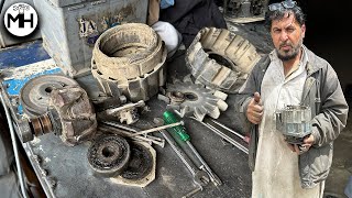 Afghaan Mechanic Demonstrates Alternator Cleaning |How To Rebuild Engine Alternator with Basic Tools