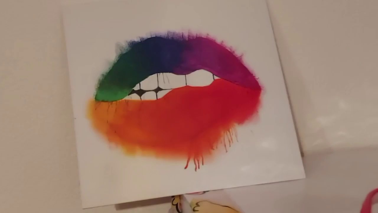 Colourful lip Acrylic painting easy YouTube