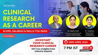 Clinical Research As a Career: FREE Webinar – Scope, Salaries & Skills You Need #clinicalresearch