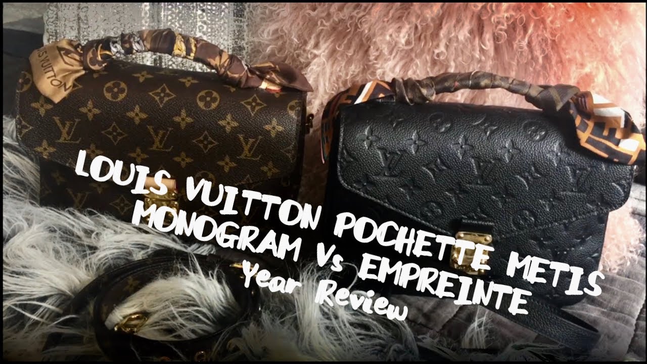 Comparison of the popular Louis Vuitton Pochette Metis Monogram in  Empreinte leather. Real vs Replica. – handpicked replica