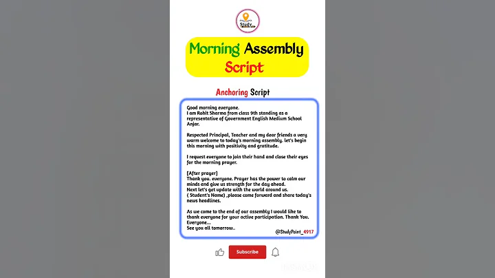 Anchoring Script for Morning Assembly in english | Morning Assembly Script | #script #shorts #viral