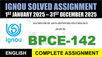 BPCE 142  Solved Assignment 2025-26 || bpce-142 solved assignment in English || Jan 2025 to Dec 2025