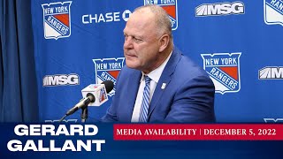 New York Rangers: Gerard Gallant Postgame Media Availability | Dec. 5, 2022