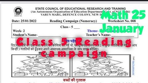 Class 5 Reading Campaign Worksheet 8 Week 2 (25/1/22)