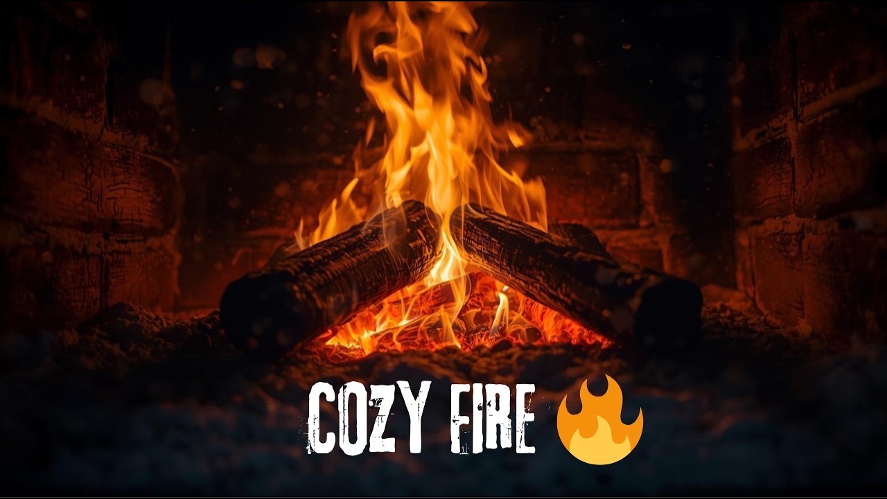 4 Hours Cozy Fireplace in a Snowy Cabin 🔥 Crackling Fire Sounds for Sleep & Study (4K)