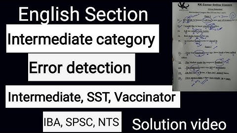 Intermediate category Day #2 Solution video (English Section) IBA, STS, SST & SPSC test preparation