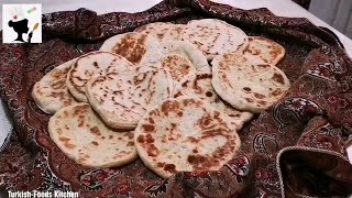 نان پیتا...نون آوردم براتون چه نونینون محلی Turkish flat Bazlama bread pita styleترک بازلاما