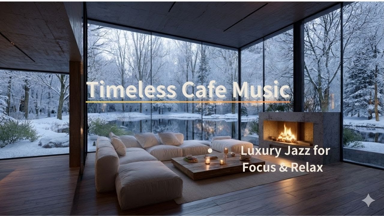 【癒しの冬カフェ】暖炉と雪景色｜作業用・読書・リラックスBGM