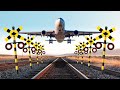 【踏切アニメ】飛行機とふみきりカンカン 😊😊😊 Railroad crossing animation Airplane समपार एनीमेशन विमान kareta api