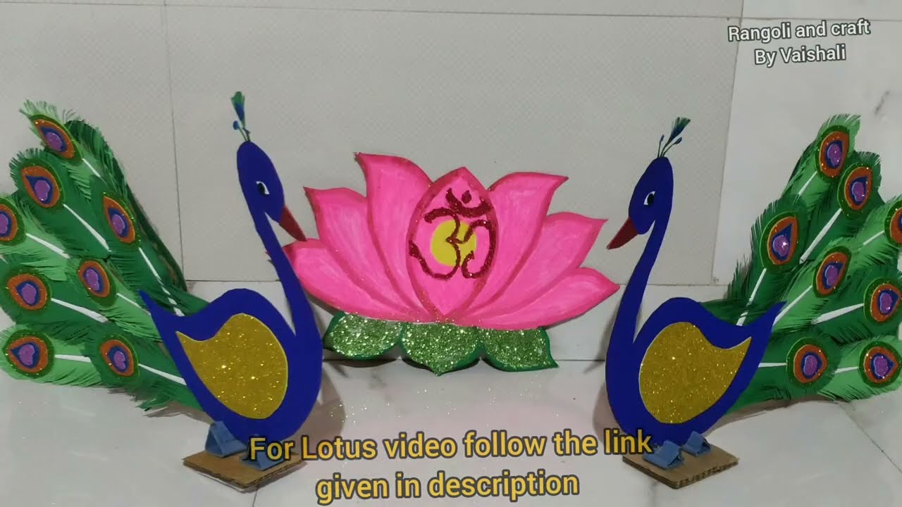 How to make Paper Peacock Ganpati Decoration ideas peacock Feathers