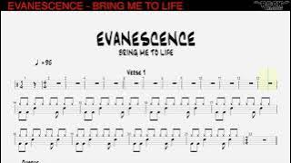 EVANESCENCE - Bring me to life [DRUMLESS BACKING TRACK   DRUM SCORE]