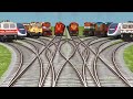 10 Passenger Trains Racing Through Curved Railroad Tracks | train Sim world