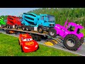 Flatbed Truck McQueen | Transportation with Truck - Pothole vs Car #111 | BeamNG.Drive Gameplay