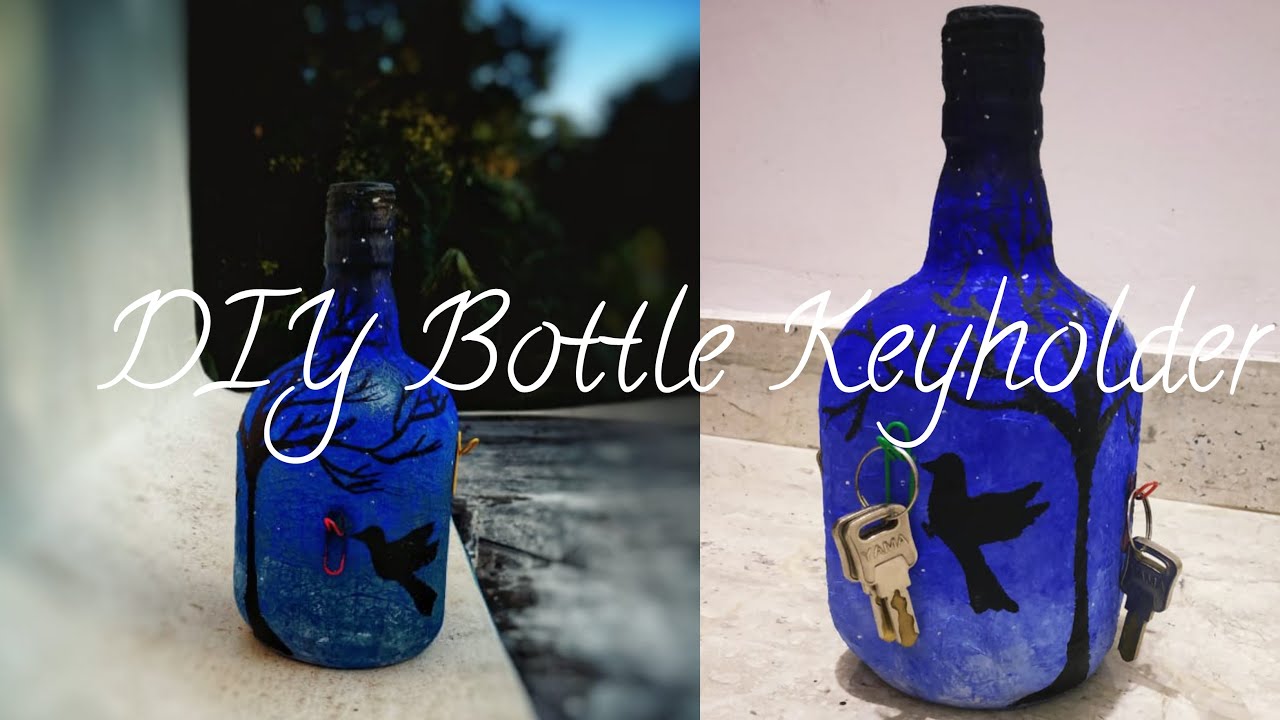 Bottle Keyholder/Bottle art/easy Bottle craft/keyholder/paper clip/ DIY/simple bottle art/art/craft