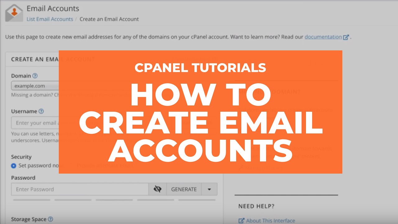 Cpanel Tutorials How To Create Email Accounts Youtube