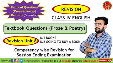 Textbook Questions Revision of Unit 8 for Class IV English Session Ending Examination | School Guide
