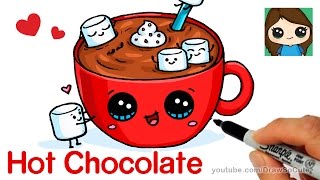 How to Draw Hot Chocolate with Marshmallows - Cartoon Food How to Draw Hot Chocolate with Marshmallows - Cartoon Food
