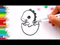 Cómo dibujar un DINOSAURIO Bebé saliendo del Huevo 🦖🥚 | Drawing a baby Dinosaur Hatching from an Egg