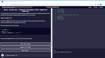Basic JavaScript (18/111) | Compound Assignment With Augmented Addition | freeCodeCamp