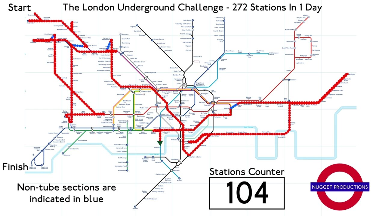 Tube Challenge Visualisation - Theoretical Route