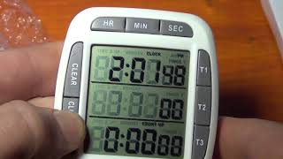 Searon Digital 3-channel Countdown Timer with Clock 12/24 Hour Shift Stopwatch for Cooking Kitchen