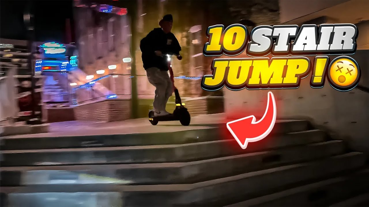 10 stair electric scooter jump!