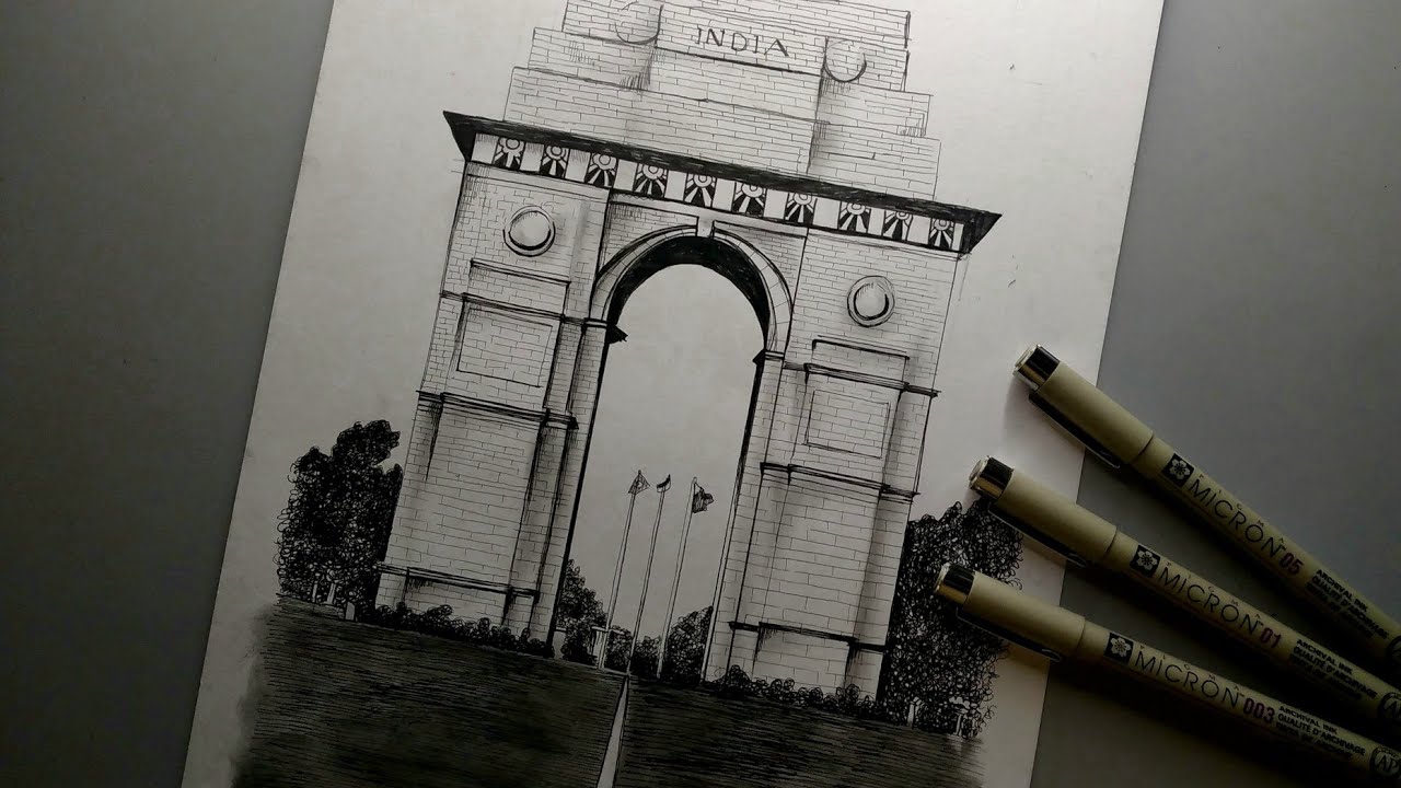 India Gate Vector Sketch Illustration War Memorial New Delhi India Stock  Illustration - Download Image Now - iStock