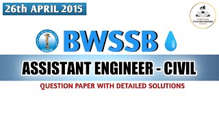 BWSSB Assistant Engineer Civil Question Paper Solutions | BWSSB Recruitment 2015 | screenshot 4