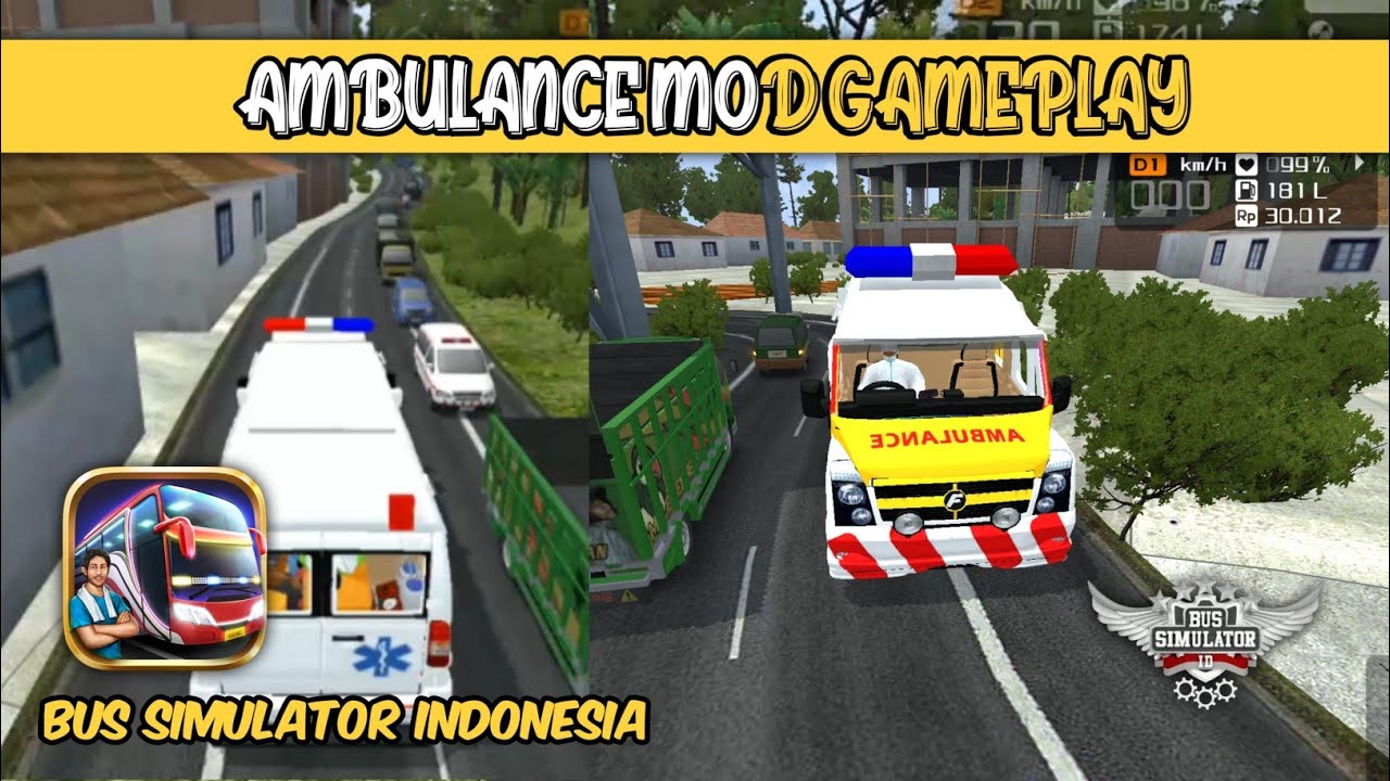 Ambulance Mod Gameplay | Emergency Rescue Mission | Bus Simulator Indonesia
