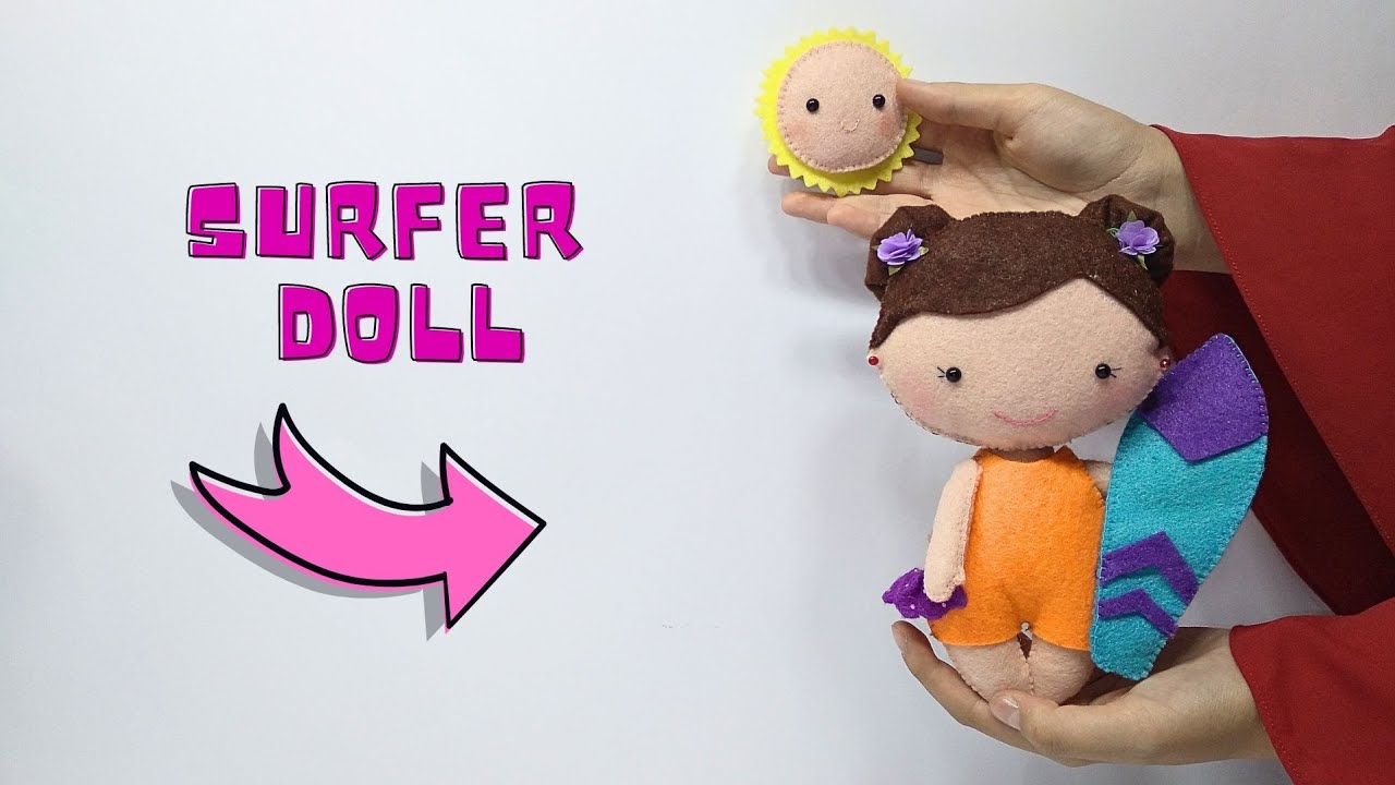 How to make a cute surfer doll at home🏝🏄‍♀️