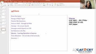 How to Crack 99%le in CAT 2021 by 99.17%ler, Simran, FMS | 30 Days to CAT 2021