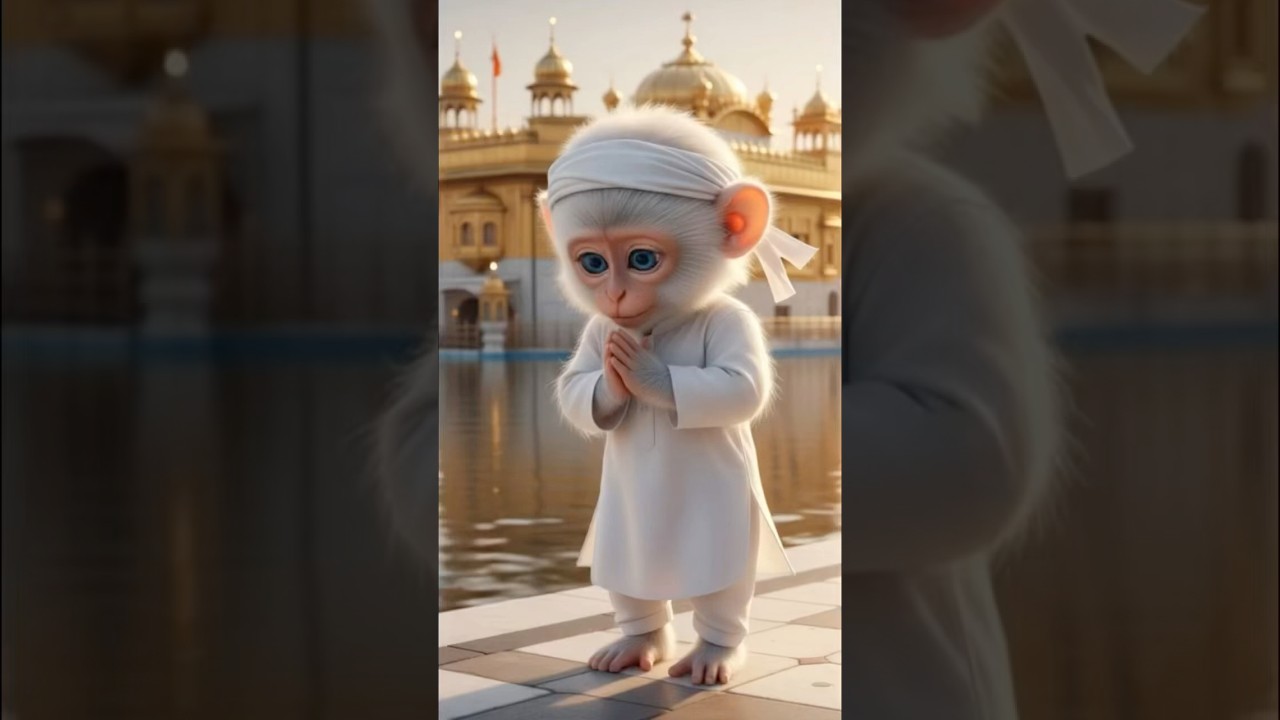 Cute Monkey Doing Waheguru Simran 🙏 | Heart Touching Gurdwara Moment 🐒✨ 