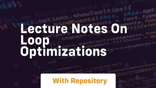 lecture notes on loop optimizations