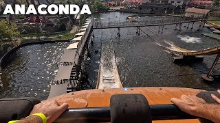 Anaconda Splash Water Coaster In Amut Park Energylandia Zator Poland Pov 4K Video, Front Seat