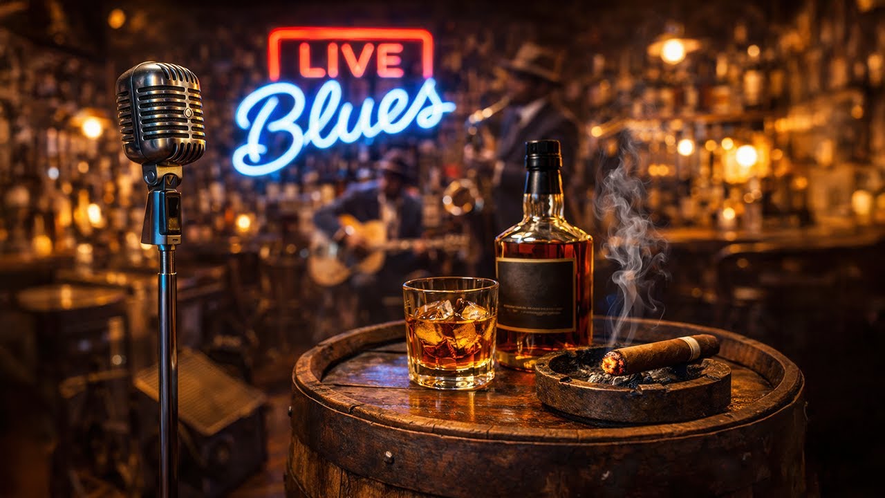 Deep Blues Night 🎶 Vintage Bar Ambience with Smooth Whiskey Blues & Warm Lights
