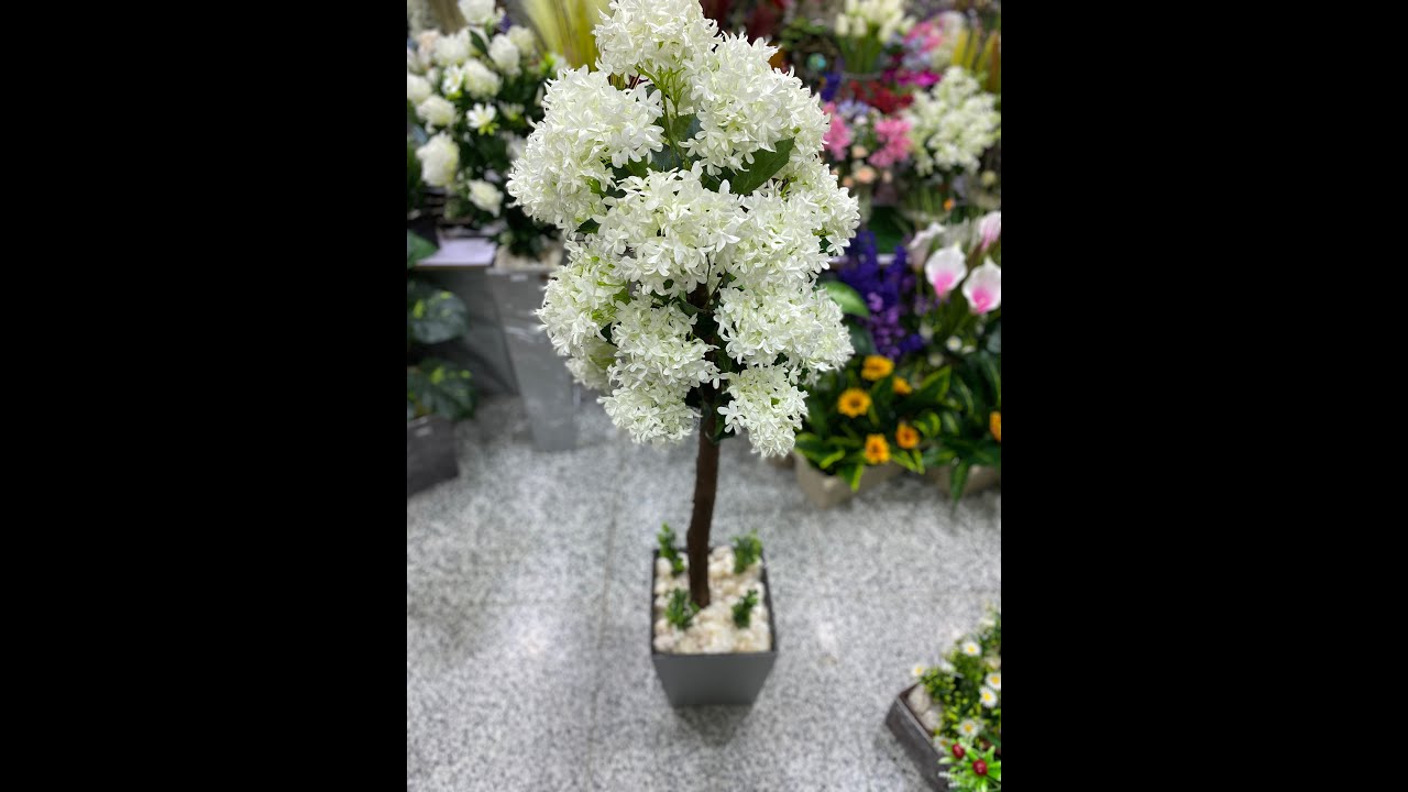 مشروع مربح 100 % صناعة شجرة من الياسمين الابيض على بوت خشب بالتفصيل وكامل الخطوات