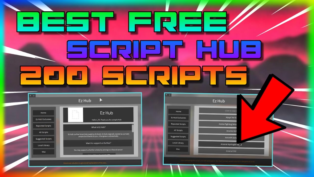New Script Roblox Best Free Script Hub Ez Hub 200 Games Adopt Me Prison Life Youtube - hub roblox