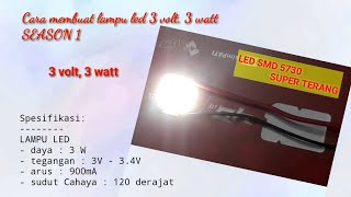 Lampu LED Samsung, LED Modul Strip 3 Mata 3 Watt 12 Volt Tes Kecerahannya