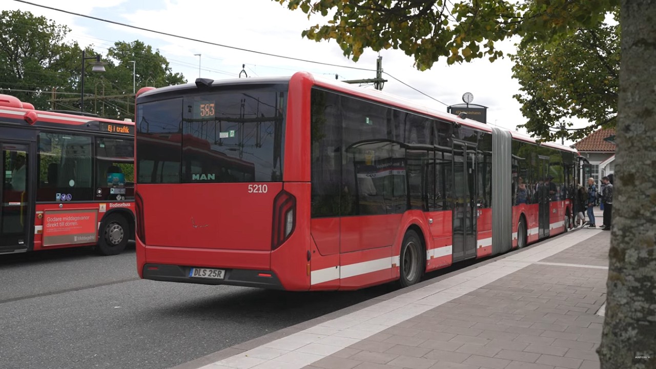 Sweden, Stockholm, bus 583 ride from Märsta Train Station to Arlanda Airport