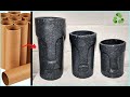 ideas con tubos de cartón jarrones de PIEDRA - manualidades con reciclaje