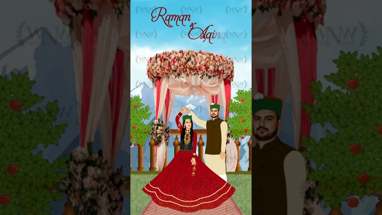 Raman & Aaina Himachali Wedding Invitation Video | Traditional Himachal Wedding Card With Caricature