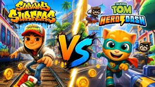 WOW😱 Subway Surfers vs Talking Tom Hero Dash – Dua Game Runner yang Seru‼️ screenshot 1
