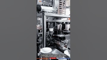 Innovation Technology Automatic Machine: Cardboard Cup Bottom Lid Installation. #tech