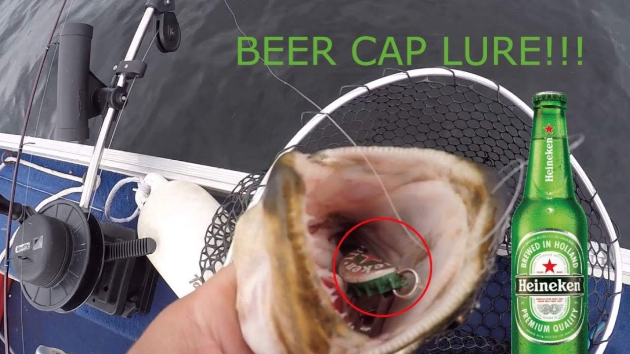 Catching Fish with A Home Made BEER CAP Lure! 