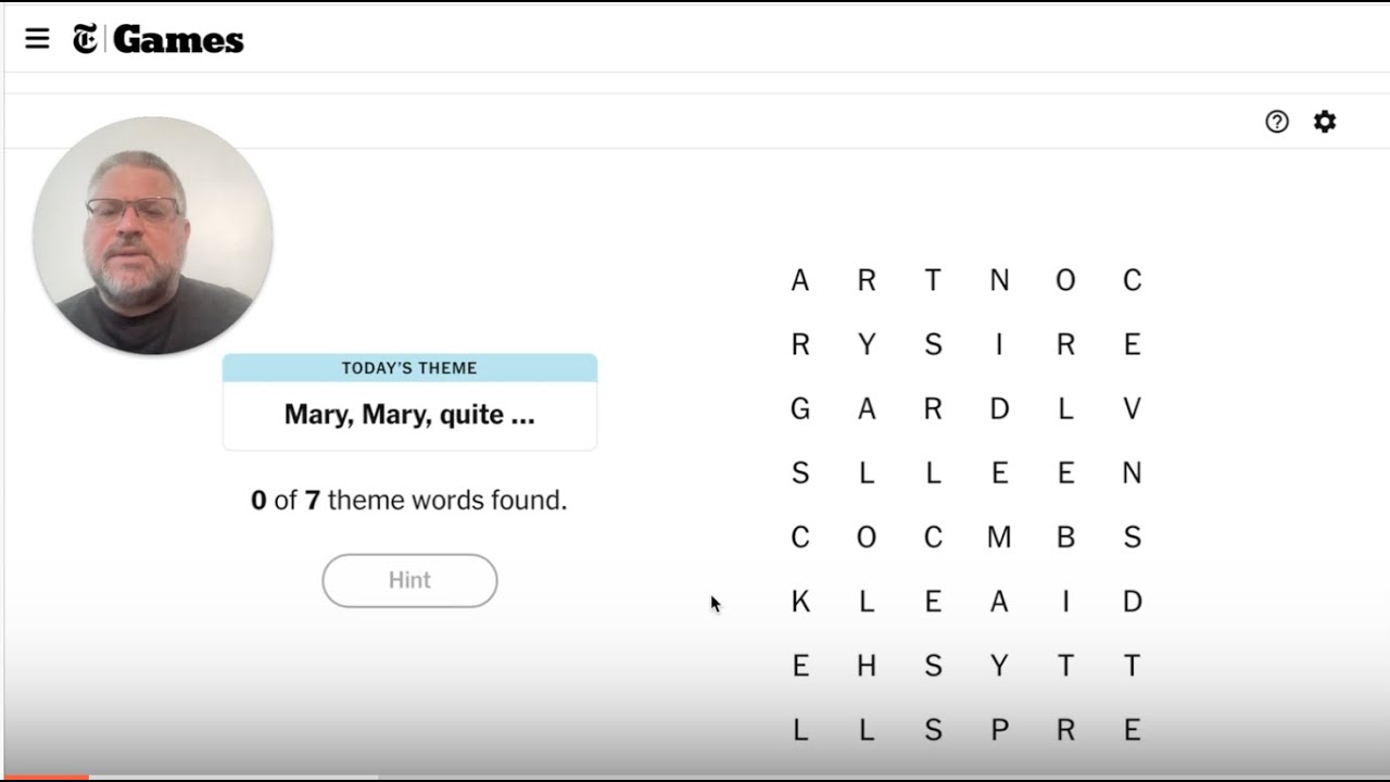 A surprisingly swift Strands solve! NY Times wordsearch puzzle by Tracy Bennett