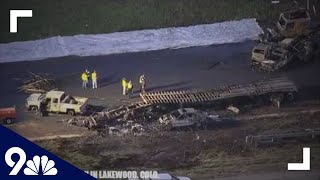 RAW: Aerial view of fiery crash scene on Colorado highway